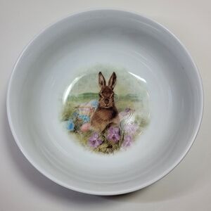 Pottery Barn Meadow Bunny BOWL Easter Rabbit Upright Cereal Soup 5.625" NWT